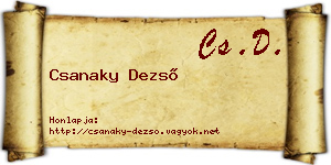 Csanaky Dezső névjegykártya