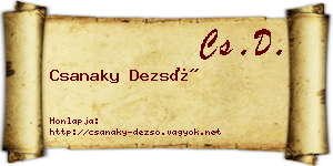 Csanaky Dezső névjegykártya